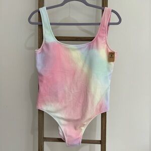 New Victoria Secret PINK Swimsuit Crinkle One Piece Womens XL Pastel Tie Dye